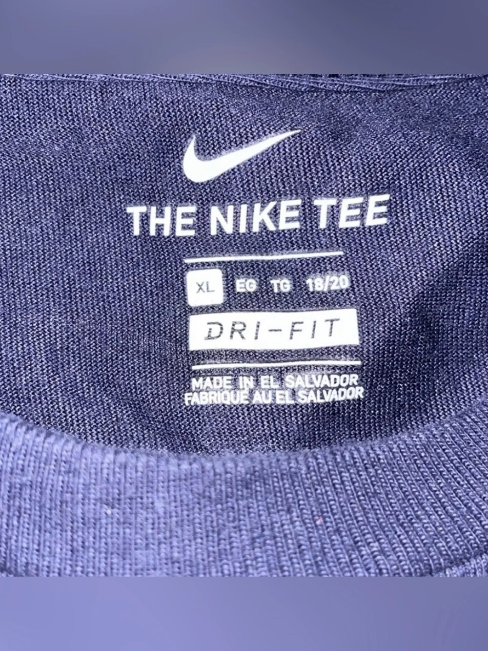 Nike Dri-Fit Crew Tee in Navy with White Logo